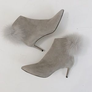 Jimmy Choo Tesler Booties with fox fur Pom poms